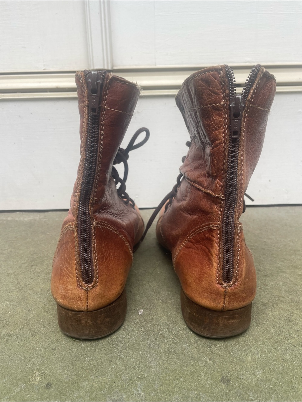 Steve Madden Cognac Brown Leather Lace-Up Ankle Boots - Picture 12 of 16